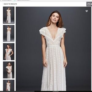 NEW Embroidered Chiffon Dress w/Plunging Neckline